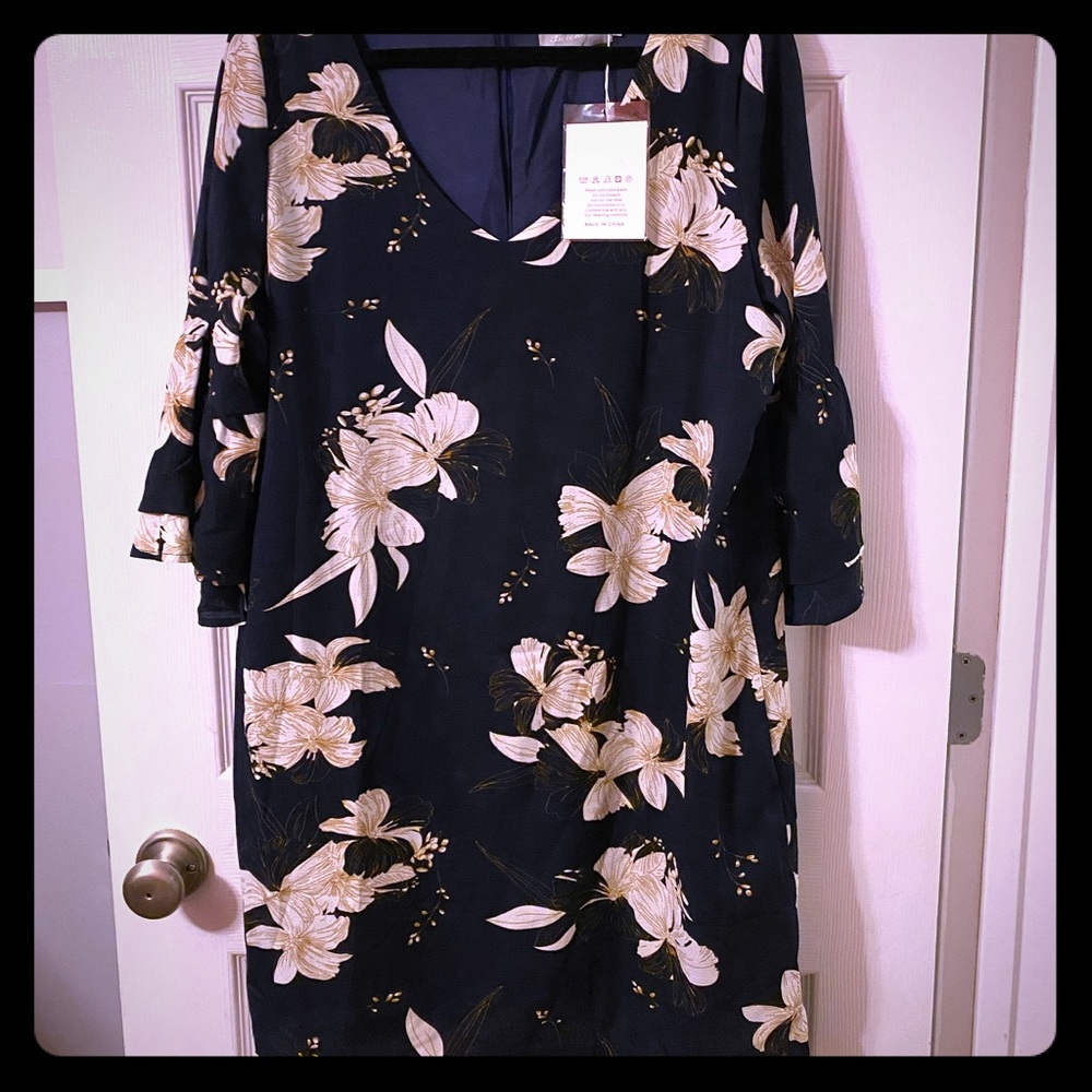 Navy Blue Floral Dress